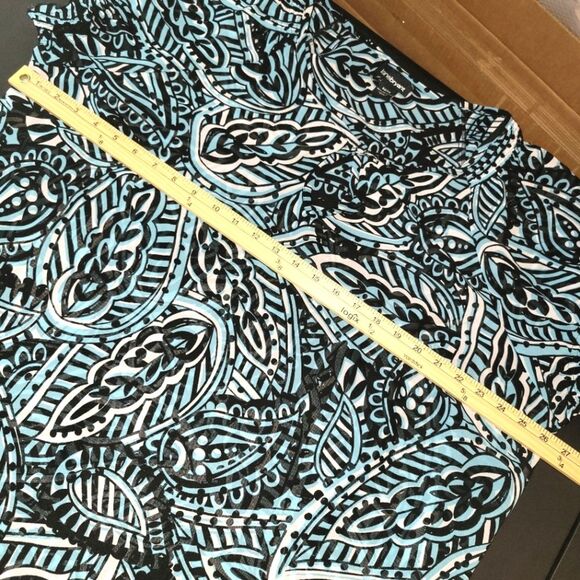 Lane Bryant Black Blue Paisley Leaf Blouse 22/24 - Picture 6 of 8